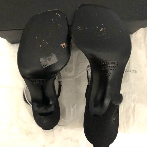 GIUSEPPE ZANOTTI BLACK CRYSTAL EMBELLISHED SANDALS 37 - Picture 7 of 11